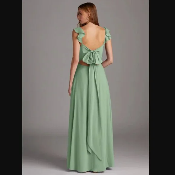 Azazie Arela Dress Stretch Matcha Green A12 - Picture 3 of 11